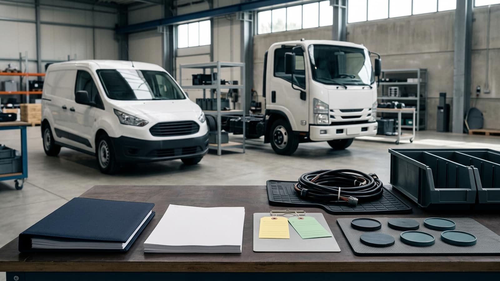 Unbranded commercial fleet vehicles and planning materials illustrating Fleet Acquisition Budget